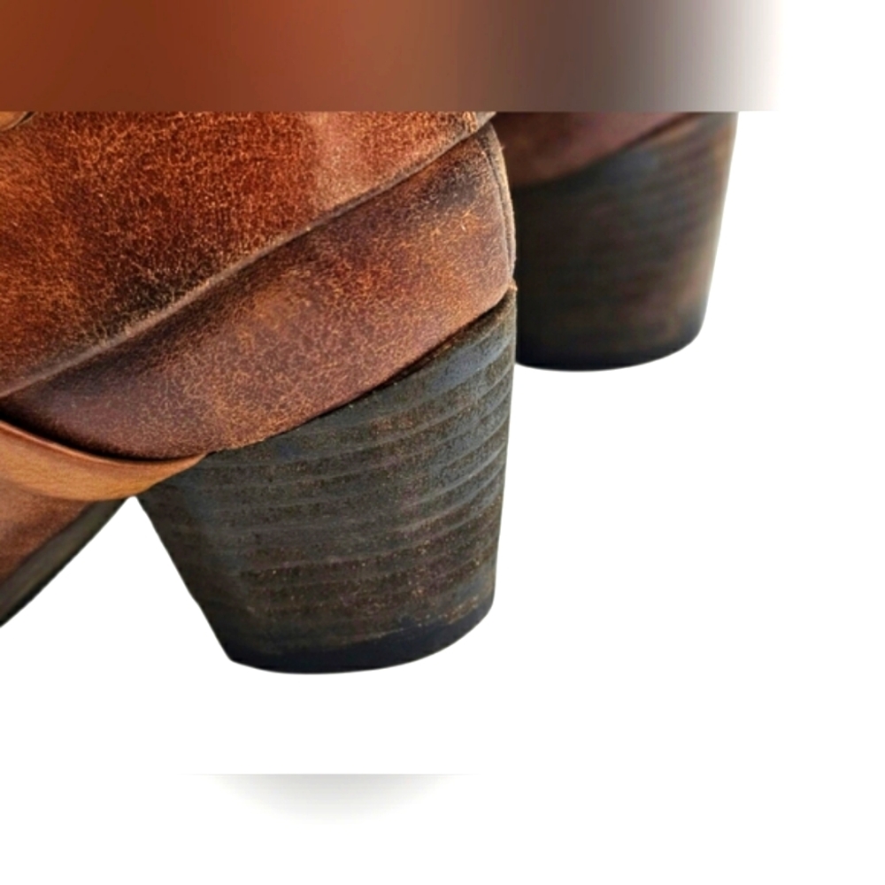 BareTraps Auburn Faux Leather Crinkle Rocky Knee High Fall Western Heel Boots - Picture 10 of 13